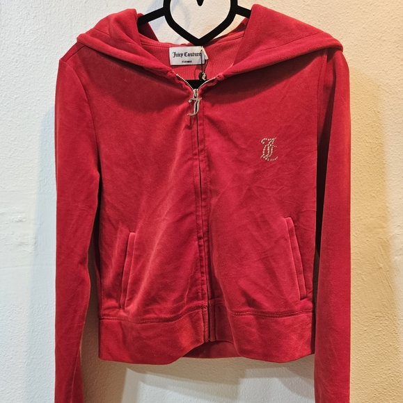 ✨️JUICY COUTURE RED VELOUR FULL ZIP HOODIE NEW SIZE XS✨️ - Picture 1 of 7